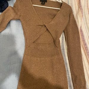 House of Harlow gold cutout midi dress